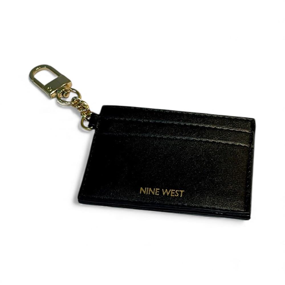 Nine West Credit Card Holder W Key Chain Black faux leather Wristlet/Wallet